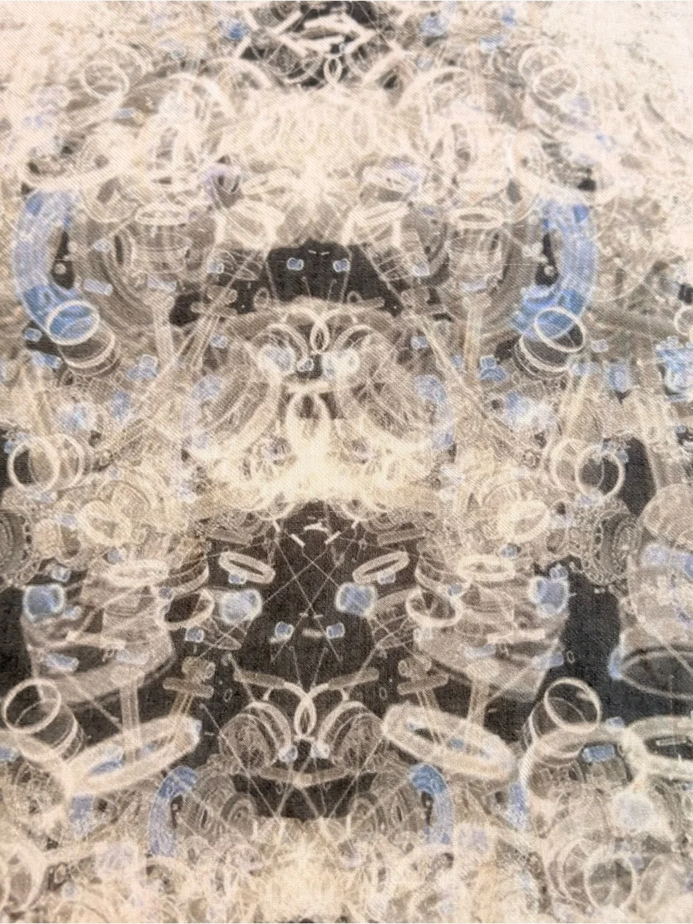 Matthew Miller Modal Cashmere Gray Blue Patterned Women's Scarf 36 x 45
